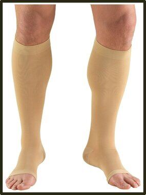 Unisex 15-20mmHg Knee High Open Toe Compression Stockings Medical Support Hose